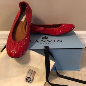 Lanvin red patent Leather Ballet shoes
